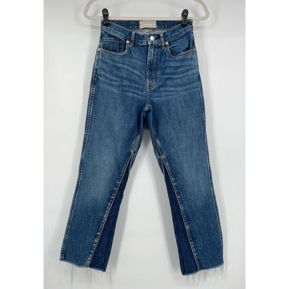 Everlane The Cheeky Bootcut Jeans Womens Size 26 High Rise Raw Hem 2 Tone Denim